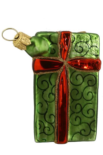 Geschenk grün mit roter Schleife