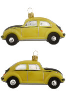 Der gelbe VW Käfer mit schwarzer vorderer Haube ist...