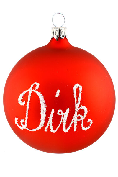 Personalisierte Christbaumkugel Rot Weiße Schrift